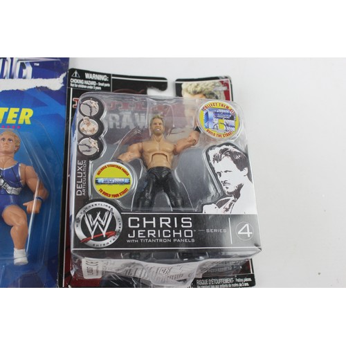 110 - 5 x Assorted CARDED Sport Action Figures Inc. Wrestling, Baseball & Gladiators