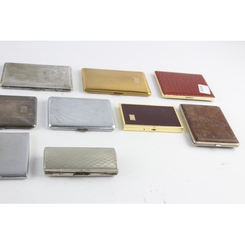 111 - 15 x Assorted Vintage TOBACCIANA Cigarette Cases Inc Silver Plate, Leather Etc