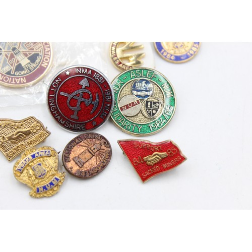 118 - 9 x Assorted Vintage MINER'S Related Pin Badges Inc Enamel, Strike, South Wales