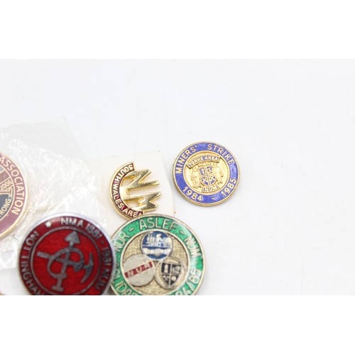 118 - 9 x Assorted Vintage MINER'S Related Pin Badges Inc Enamel, Strike, South Wales