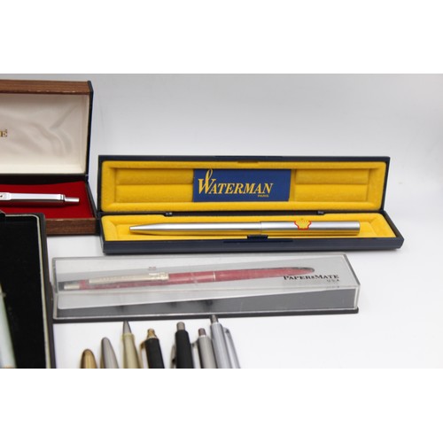 123 - 14 x Assorted BRANDED Ballpoint Pens / Biros Inc Vintage, Boxed, Waterman Etc