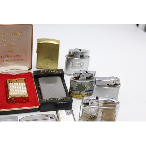 126 - 16 x Assorted Vintage BRANDED Cigarette LIGHTERS Inc Boxed, Mosda, Hadson Etc