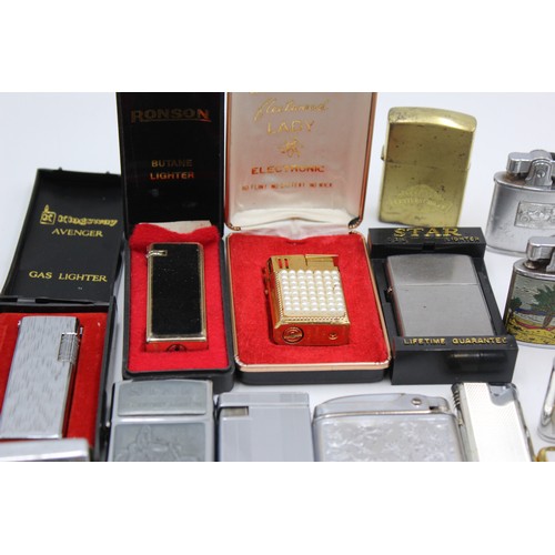 126 - 16 x Assorted Vintage BRANDED Cigarette LIGHTERS Inc Boxed, Mosda, Hadson Etc