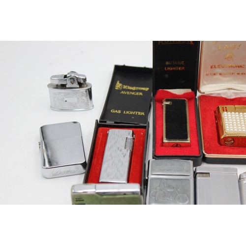 126 - 16 x Assorted Vintage BRANDED Cigarette LIGHTERS Inc Boxed, Mosda, Hadson Etc