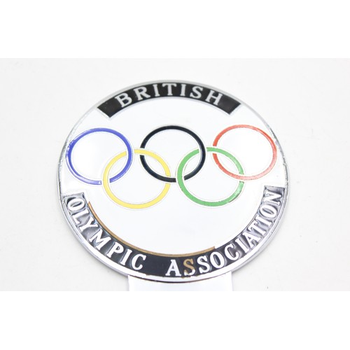 159 - Vintage AUTOMOBILIA British Olympic Association Enamel Car Grille Badge