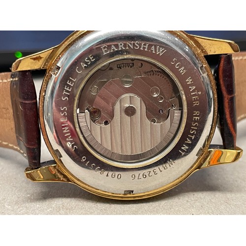 425 - Gents EARNSHAW 1805 Quality Mechanical Gold Tone WRISTWATCH Automatic WORKING