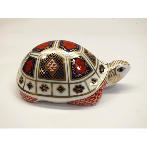 341 - ROYAL CROWN DERBY TURTLE IN ORIGINAL BOX WITH GOLD STOPPER