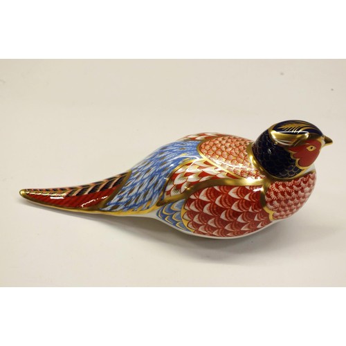 342 - ROYAL CROWN DERBY PHEASANT IN ORIGINAL BOX WITH GOLD STOPPER