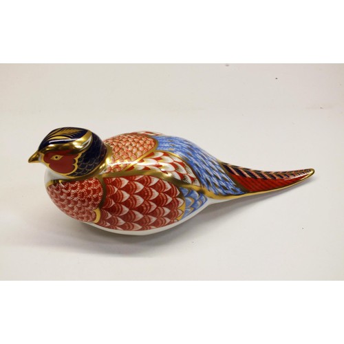 342 - ROYAL CROWN DERBY PHEASANT IN ORIGINAL BOX WITH GOLD STOPPER