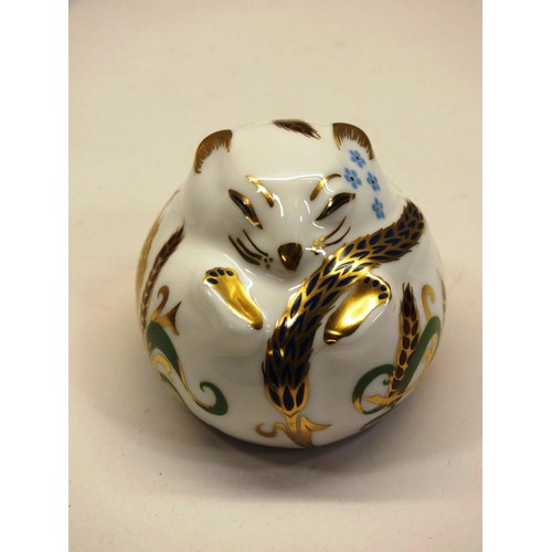 344 - ROYAL CROWN DERBY DORMOUSE IN ORIGINAL BOX WITH GOLD STOPPER