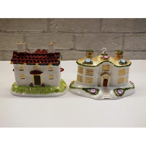 345 - TWO BOXED COALPORT COTTAGES AND FLORALS INCLUDING - HUNTING LODGE AND PANTILES