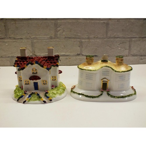 345 - TWO BOXED COALPORT COTTAGES AND FLORALS INCLUDING - HUNTING LODGE AND PANTILES