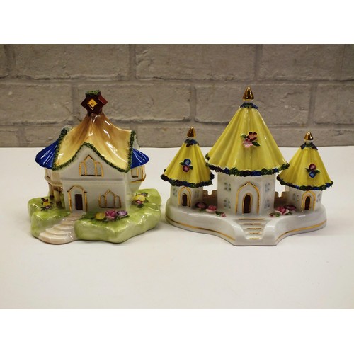 346 - TWO BOXED COALPORT COTTAGES AND FLORALS INCLUDING -THE GAZEBO AND THREE STEEPLES