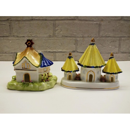 346 - TWO BOXED COALPORT COTTAGES AND FLORALS INCLUDING -THE GAZEBO AND THREE STEEPLES