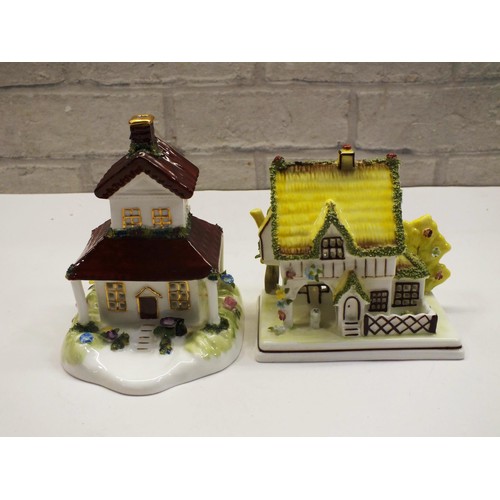 348 - TWO BOXED COALPORT COTTAGES AND FLORALS INCLUDING -SUMMER RETREAT AND THE MASTERS HOUSE