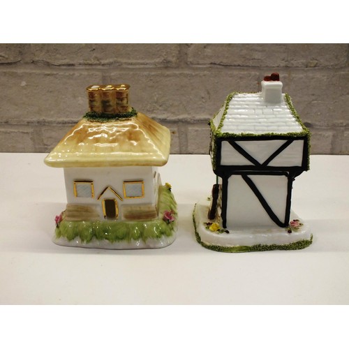 350 - TWO COALPORT COTTAGES AND FLORALS INCLUDING CHIMNEY HOUSE AND THE OLD CURIOSITY SHOP