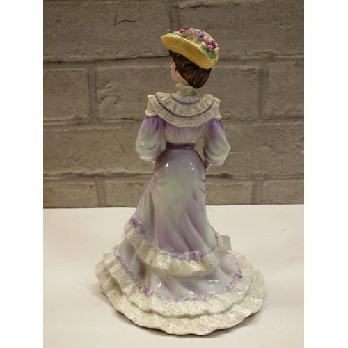 351 - BOXED COALPORT GOLDEN AGE FIGURE - LOUISA AT ASCOTT NO 8,186 OUT OF 12500 BY ELIZABETH WOODHOUSE