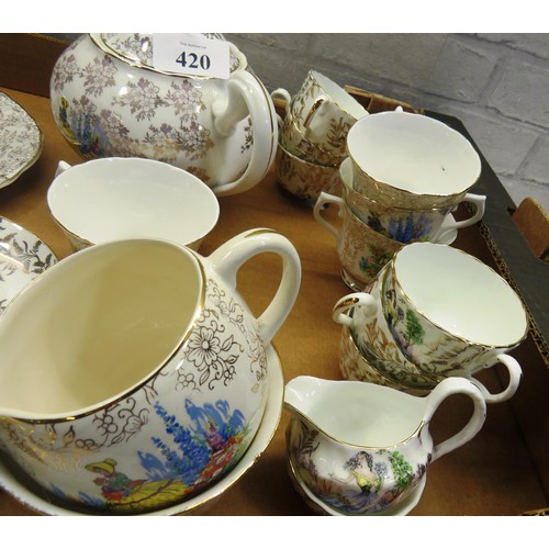 420 - TWO BOWBELL CRINOLYN LADY TEASETS