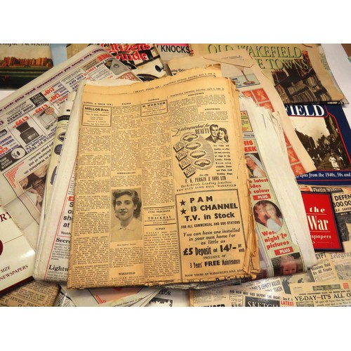 328 - JOBLOT OF EPHEMERA INCLUDES LOCAL HISTORY OF WAKEFIELD NEWSPAPERS, BOOKS. ETC