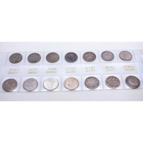 355 - 13X SIXPENCE COINS FROM 1887-1945