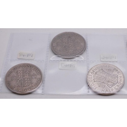 358 - 5X HALF CROWNS DATINGS 1943-1948