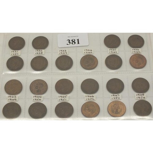 381 - SHEET OF PRE DECIMAL GB COINAGE