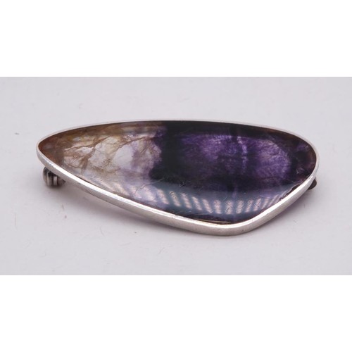 256 - VINTAGE STERLING SILVER & BLUE JOHN BROOCH SIZE 4.5cm x 2cm