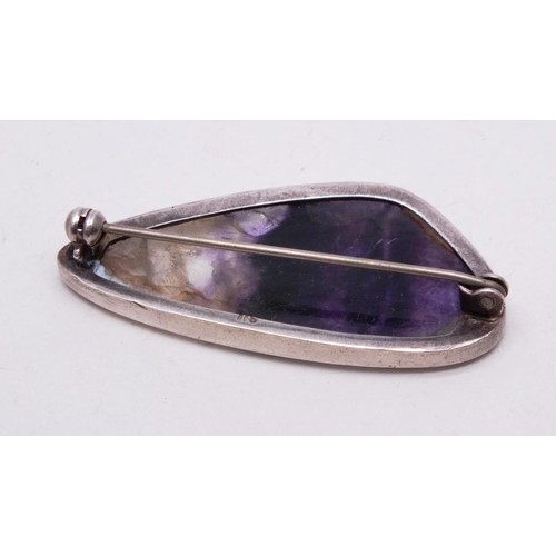 256 - VINTAGE STERLING SILVER & BLUE JOHN BROOCH SIZE 4.5cm x 2cm