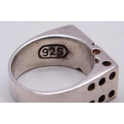 257 - VINTAGE CHUNKY 925 SILVER DOUBLE DICE RING 15g, Size U - Boxed