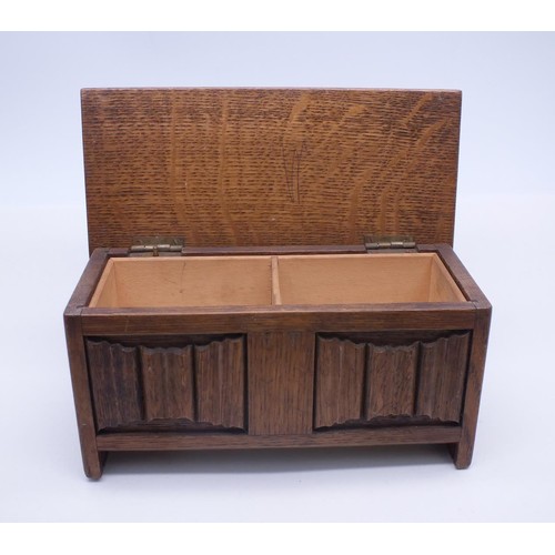 271 - ANTIQUE TALLENT OF OLD BOND STREET OAK MUSICAL TRINKET BOX IN THE STYLE OF A COFFER