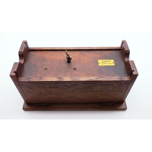 271 - ANTIQUE TALLENT OF OLD BOND STREET OAK MUSICAL TRINKET BOX IN THE STYLE OF A COFFER