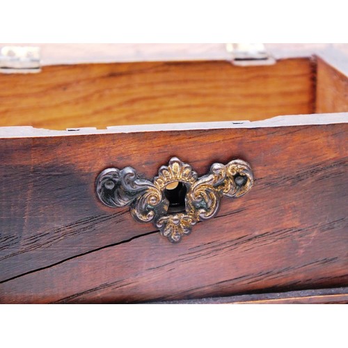 272 - ANTIQUE OAK WOODEN CHEST TRINKET BOX