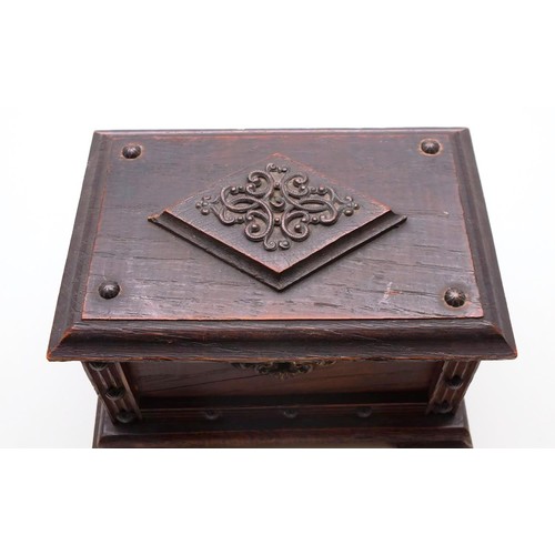 272 - ANTIQUE OAK WOODEN CHEST TRINKET BOX