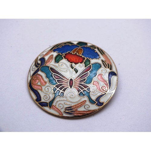 245 - TWO CLOISONNE ENAMEL FLORAL BROOCHES