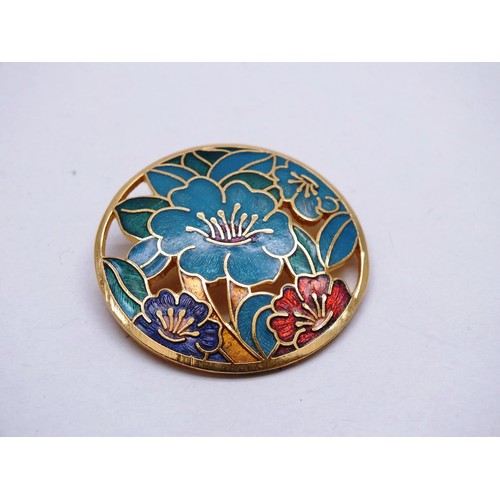 245 - TWO CLOISONNE ENAMEL FLORAL BROOCHES