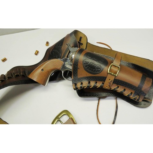 292 - REPLICA BLANK FIRING REVOLVER WITH LEATHER BELT AND HOLSTER