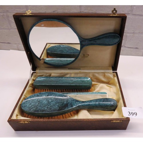 299 - VINTAGE CELLULOID FOUR PIECE BOXED VANITY SET