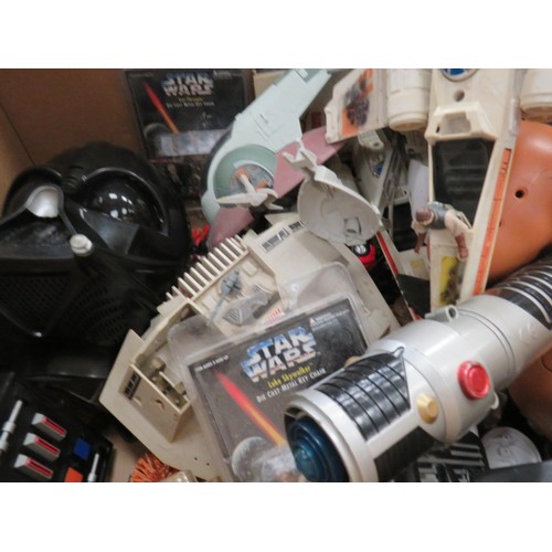 524 - LARGE LOT OF STAR WARS INCLUDING VINTAGE MILLENIUM FALCON AND OTHER VEHICLES FOR SPARES