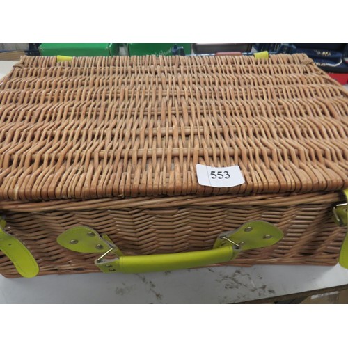 553 - PICNIC BASKET PLUS CONTENTS