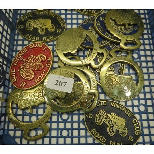 207 - COLLECTION OF HORSE BRASSES AND VINTAGE PLAQUES