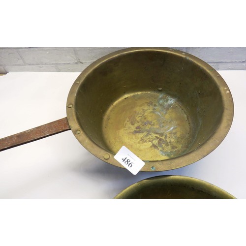 486 - TWO VINTAGE BRASS PANS