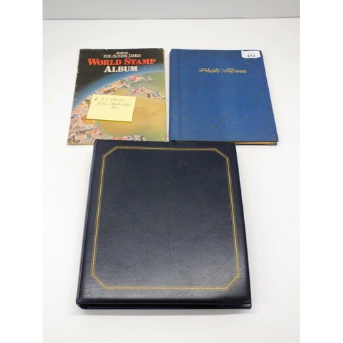 454 - 3x STAMP ALBUMS INCLUDING FIRST DAY COVERS, POSTAL MARKS ETC.