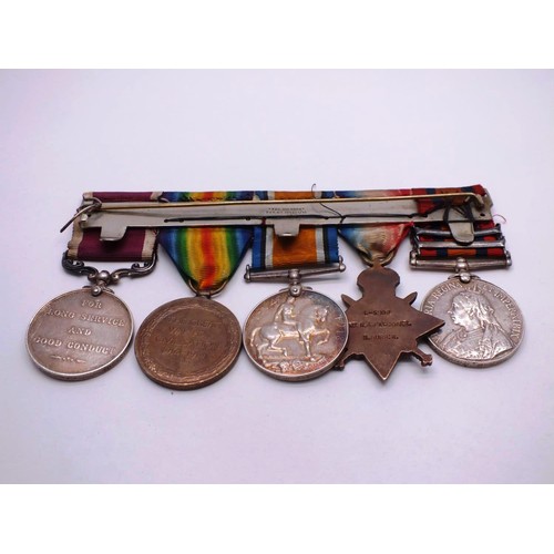 392 - MEDAL SET AWARDED TO R. A. FALCONER. E. SURR. REGIMENT - MEDALS INCLUDE QUEENS SOUTH AFRICA MEDAL WI... 