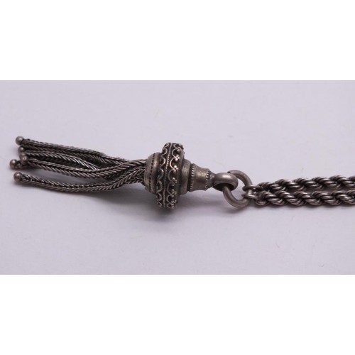 399 - ANTIQUE FANCY SILVER WATCH CHAIN