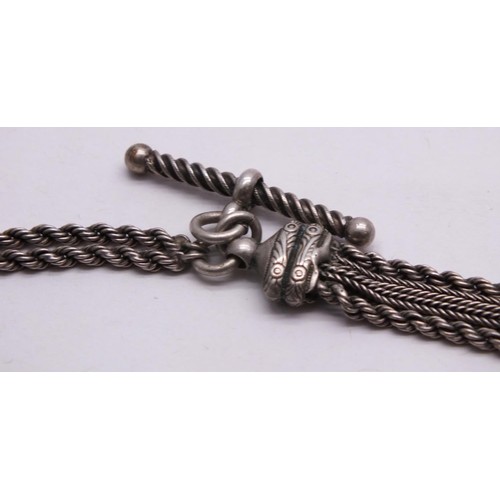 399 - ANTIQUE FANCY SILVER WATCH CHAIN