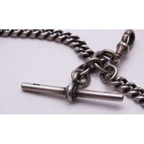 160 - ANTIQUE POCKET WATCH CHAIN AND SILVER SHOOTING AWARD FOB 62G