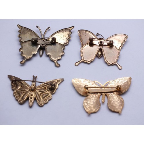 200 - FOUR BUTTERFLY BROOCHES INCLUDES CLOISONNE