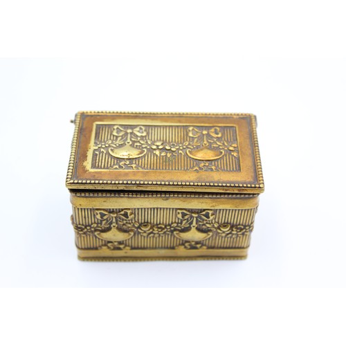 5 - Antique Victorian Brass TOBACCIANA Match Striker Decorative Box / Case (146g)