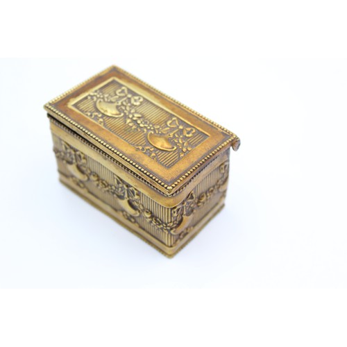 5 - Antique Victorian Brass TOBACCIANA Match Striker Decorative Box / Case (146g)