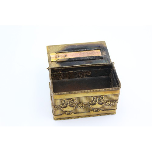 5 - Antique Victorian Brass TOBACCIANA Match Striker Decorative Box / Case (146g)